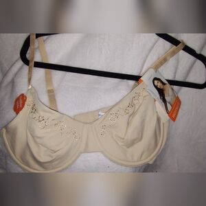 Warner's Floral Embroidered Bra in Cream